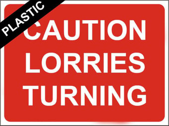 picture of Temporary Traffic Signs - Caution Lorries Turning - 600 x 450Hmm - Non Reflective - Rigid Plastic - [IH-ZT43-RP] - (MP)