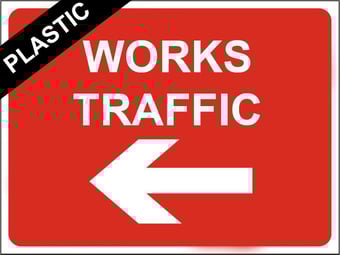 Picture of Temporary Traffic Signs - Works Traffic Left Arrow - 600 x 450Hmm - Non Reflective - Rigid Plastic - [IH-ZT42-RP] - (MP)