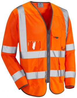 picture of Burrington - Long Sleeved Orange Coolviz Hi-Vis Superior Waistcoat - LE-S20-O