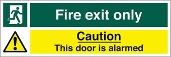 picture of Fire Exit Door Alarmed Sign - 450 x 200Hmm - Rigid Plastic - [AS-SA119-RP]