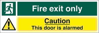 Picture of Fire Exit Door Alarmed Sign - 450 x 200Hmm - Rigid Plastic - [AS-SA119-RP]