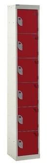 picture of QMP Tool Charging Locker - Solid Door - RCD Plug - 6 Compartment - Red - 1800H x 300W x 450D mm - [QM-BR1830456RSX]