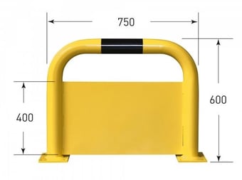 picture of BLACK BULL Protection Guard with Under-run Protection - Indoor Use - Total Height: 600mm, Width: 750mm and Underrun Height: 400mm - Yellow/Black - [MV-196.17.125] - (LP)