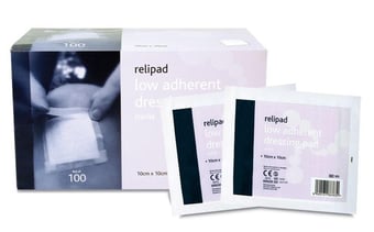 Picture of Relipad - Low-adherent Dressing Pads - Sterile - 10cm x 10cm - Box of 100 - [RL-383-100]
