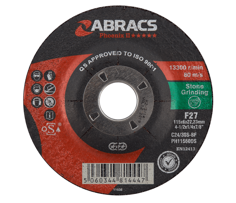 picture of Abracs Phoenix II 100mm x 6mm x 16mm DPC Stone Grinding Disc - C30S4BF Grade - Box of 25 - [ABR-PH10060DS]