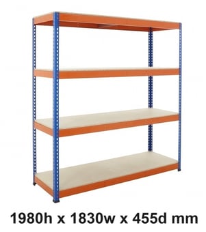 picture of BiGDUG BiG400 Racking 4 Levels - Chipboard Shelves - 1980h x 1830w x 455d mm - [BDU-B41918044BO] - (LP)