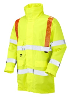 Picture of Leo Superior Red Brace Hi-Vis Padded Parker Anorak with Hood - LE-A02-Y