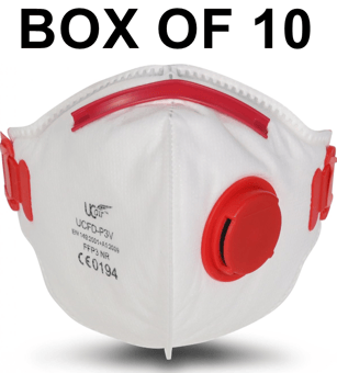 picture of UCair Disposable FFP3 Fold Flat Mask With Exhalation Valve - Box of 10 - [UC-UCFD-P3V]