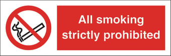 Picture of Smoking Strictly Prohibited Sign - 300 X 100Hmm - Rigid Plastic - [AS-PR38-RP]