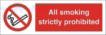 Picture of Smoking Strictly Prohibited Sign - 300 X 100Hmm - Rigid Plastic - [AS-PR38-RP]