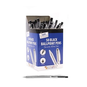 picture of Just Stationery Smooth Write Black Ballpoint Pens - 50 Pack - [PD-T1026/200]