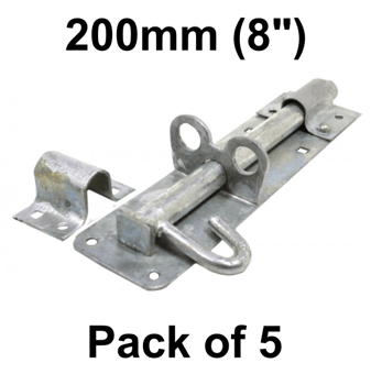 picture of Galvanised Brenton Heavy Padlock Bolt 1A Pattern - 200mm (8") - Pack of 5 - [CI-DB11L]