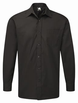 picture of The Essential Long Sleeve Polycotton Black Shirt - 105gm - ON-5410-15-BLK