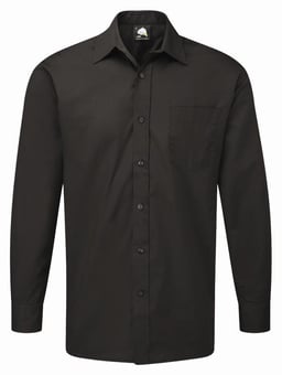 picture of The Essential Long Sleeve Polycotton Black Shirt - 105gm - ON-5410-15-BLK - (DISC-R)