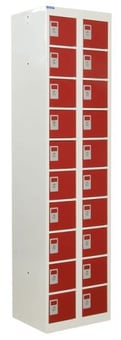 picture of QMP Personal Effects Locker - 20 Compartment - Red Doors - 1800H x 450W x 380D mm - [QM-LR184538YRXX]
