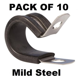 picture of Pack of 10 - Mild Steel Rubber Lined P Clip - 22mm - [HP-PMS-22]