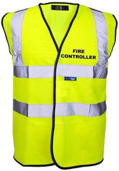 Picture of Value Fire Controller Printed Front and Back in Black - Yellow Hi Visibility Vest - ST-35241-FC
