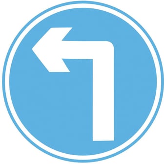 picture of Traffic Left Turn Sign - Class 1 Ref BSEN 12899-1 2001 - 600mm Dia - Reflective - 3mm Aluminium - [AS-TR33-ALU]