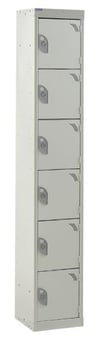 picture of QMP Tool Charging Locker - Solid Door - Standard Plug - 6 Compartment - Light Grey - 1800H x 450W x 450D mm - [QM-BL1845456LSX]
