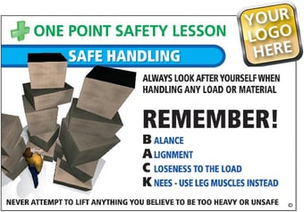 Picture of Safe Handling Poster - WITH YOUR LOGO - 600 x 400Hmm - Encapsulated - [AS-OPS7]