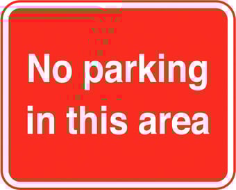 picture of Parking & Site Management - No Parking In This Area Sign - Class 1 Ref  BSEN 12899-1 2001 - 600 x 450Hmm - Reflective - 3mm Aluminium - [AS-TR117-ALU]