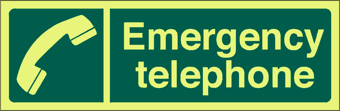 picture of Photoluminescent Emergency Telephone Sign - 300 x 100Hmm - Self Adhesive Rigid Plastic - [AS-PH60A-SARP]