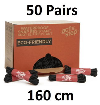 picture of Rock Fall - Activ-Step Recycled Black Boot Laces - 160cm - Box of 50 Pairs - [RF-ABRLACBK/160]
