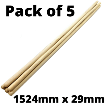picture of Silverline - Broom Handles - Wood - 5 Feet x 29mm (1-1/8 Inch) Dia - Pack of 5 - [SI-746719)