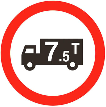 picture of Traffic Lorry Tons 7.5 Tonnes Sign - Class 1 Ref BSEN 12899-1 2001 - 600mm Dia - Reflective - 3mm Aluminium - [AS-TR47-ALU]