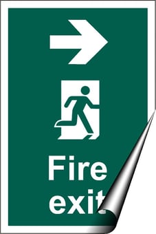 picture of Fire Exit Sign - Arrow Right - Complies to BS 5499 (Part 4) 2000 - 200 x 300Hmm - Self Adhesive Vinyl - [AS-SA131-SAV]