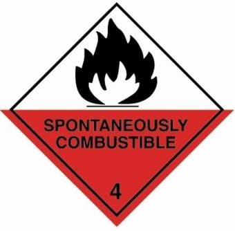 picture of UN Hazard Warning Diamond Label Self Adhesive Placard - SPONTANEOUSLY COMBUSTIBLE (Class 4) - [HZ-HZ410] 