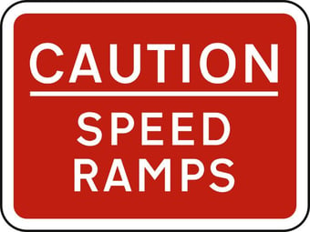 picture of Spectrum 600 x 450mm Dibond ‘CAUTION Speed Ramps’ Road Sign - With Channel – [SCXO-CI-13108]