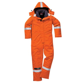 Picture of Portwest - Orange Flame Resistant Anti-Static Winter Coverall - Tall Leg - PW-FR53ORT