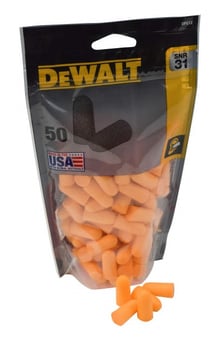 picture of Dewalt DPG12 EU Uncorded Foam Earplugs - SNR 31 - Bag of 50 Pairs - [RN-DPG12BG50EU]