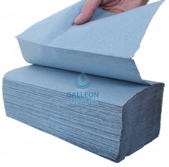 picture of Galleon  Value 1 Ply - Blue - V-Fold - Paper Hand Towels - 24cm x 21cm - 3600 Towels - [GU-VAL-VFOLD]