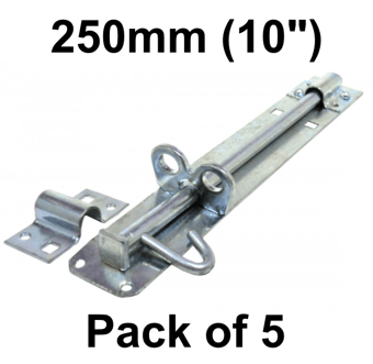 picture of ZP Brenton Padlock Bolt 2A Pattern - 250mm (10") - Pack of 5 - [CI-DB41L]