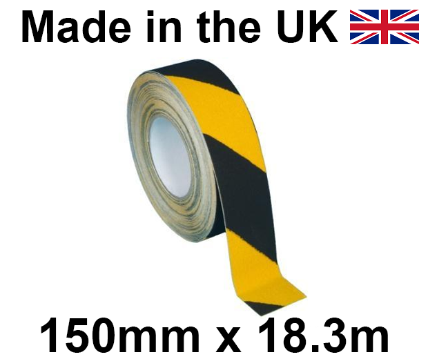 Heskins - Coarse Safety Grip Tape - BLACK/YELLOW - 150mm x 18.3m Roll - [HE-H3402D-B/Y-150]