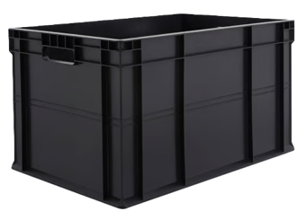 Picture of BiGDUG Recycled Euro Stacking Box - 340h x 400w x 600d mm - 62L - Black - Box Deal of 10 - [IH-BDU-BDEC3446BK] - (LP)