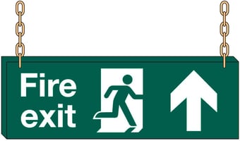 Picture of Hanging Fire Exit Sign SMALL - Arrow North - 400 x 150Hmm - 3mm Foamex - WITHOUT Holes for Chains - Fittings and Chains Sold Separately - [AS-HA16-FOAM]