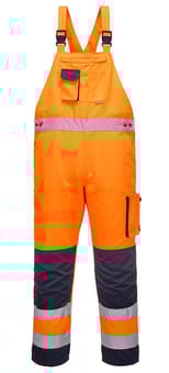 Picture of Portwest - Orange/Navy Dijon Hi-Vis Bib and Brace - PW-TX52ONR
