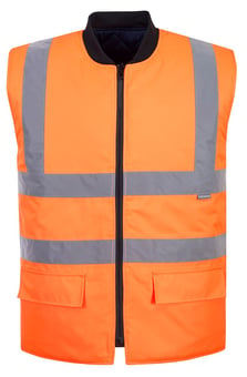 picture of Portwest S469 - Hi-Vis Reversible Bodywarmer - Orange - PW-S469ORR