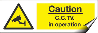 picture of Caution C.C.T.V. in Operation Sign - 300 x 100Hmm - Self Adhesive Vinyl - [AS-WA110-SAV]