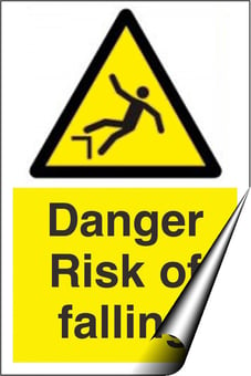 Picture of Danger Risk of Falling Sign - 200 x 300Hmm - Self Adhesive Vinyl [AS-EC27-SAV]