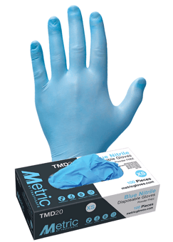 Picture of Metric TMD20 Nitrile Powder Free Disposable Glove Blue - Box of 50 Pairs - TS-TMD20 - (DISC-R)