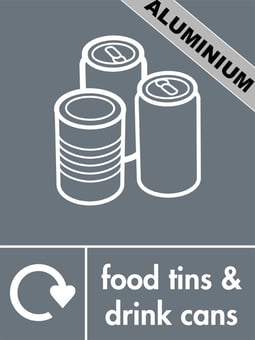 Picture of Recycling Signs - Food Tins & Drink Cans - 300 X 400Hmm - Aluminium - [AS-WR34-ALU]