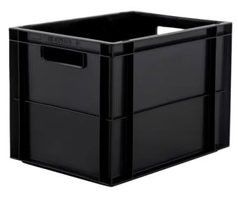 Picture of BiGDUG Recycled Euro Stacking Box - 290h x 300w x 400d mm - 34L - Black - Box Deal of 10 - [IH-BDU-BDEC2934RBK] - (LP)