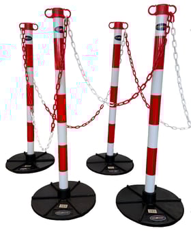 Picture of Way4Now Chain Support Post with Plastic Barrier Chain - Red-White - Set of 4 - [IH-CHAINPOST4-RW] - (MP)