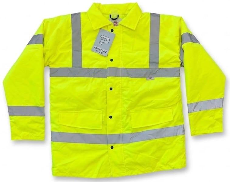 JSP Hi Vis Storm Parka Jacket With Quilted Padding And Foldaway Hood - EN 471 Class 3 - Size XL - [JS-F-HVMJ-YLW]