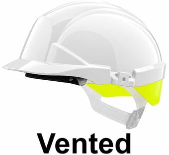 picture of Centurion Reflex White Safety Helmet with Yellow Rear Flash - Vented - Slip Ratchet - [CE-S12WHVYA] - (NICE)