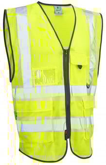 Picture of LEO - Cobbaton Coolviz Superior Yellow Hi-Vis Waistcoat with ID Pocket - LE-W20-Y